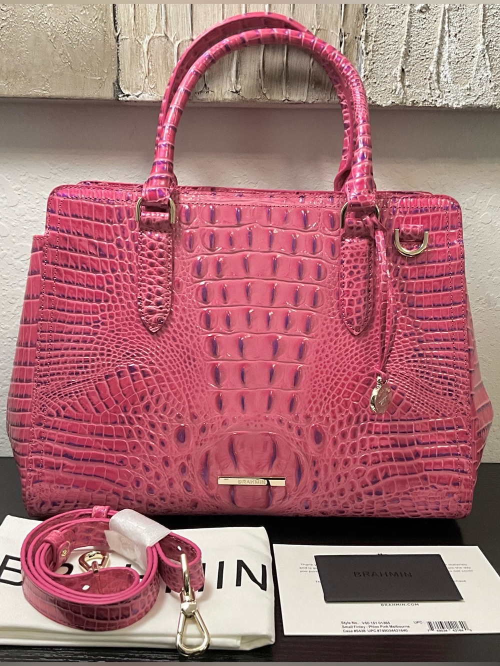 Brahmin Small Finley PHLOX PINK MELBOURNE W/Eyes GORGEOUS